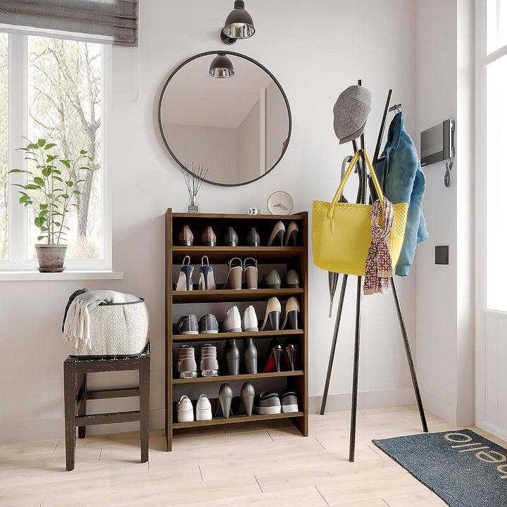 KOMTO Schuhregal Schmal - Schuhablage Flur mit 5 Ebenen Offener Schuhschrank Schuh Organizer Platzsp