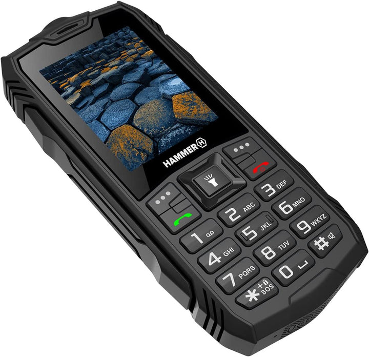 Hammer H Basalt Outdoor Handy ohne Vertrag, 2.4 Zoll Farbdisplay, Robust, Mega Batterie 1800 mAh, Wa