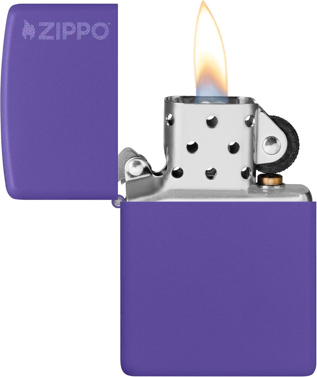 Zippo Mattes Taschenfeuerzeug Logo Lilafarbenes Zippo Logo, Logo Lilafarbenes Zippo Logo