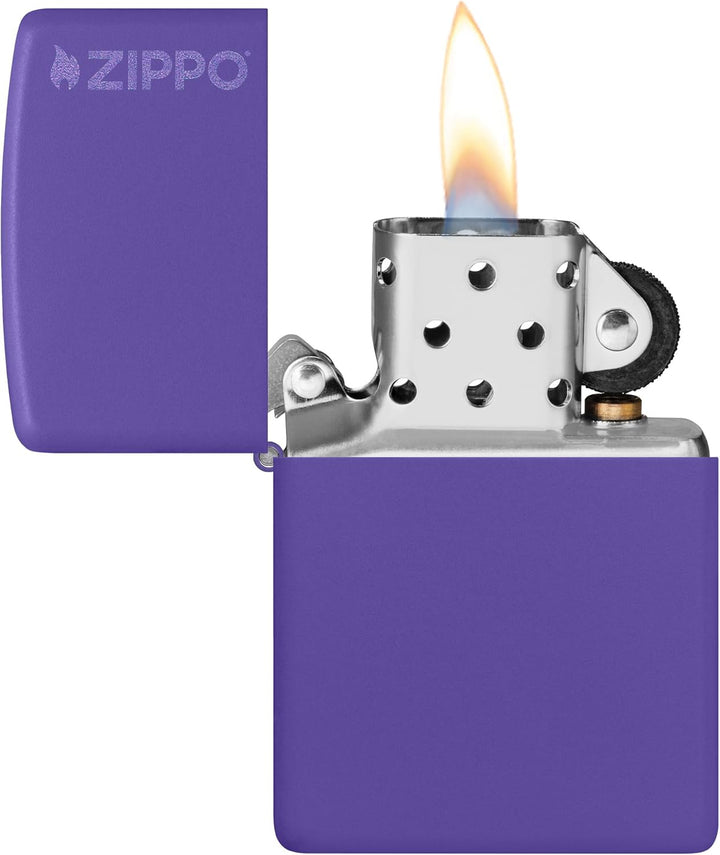 Zippo Mattes Taschenfeuerzeug Logo Lilafarbenes Zippo Logo, Logo Lilafarbenes Zippo Logo