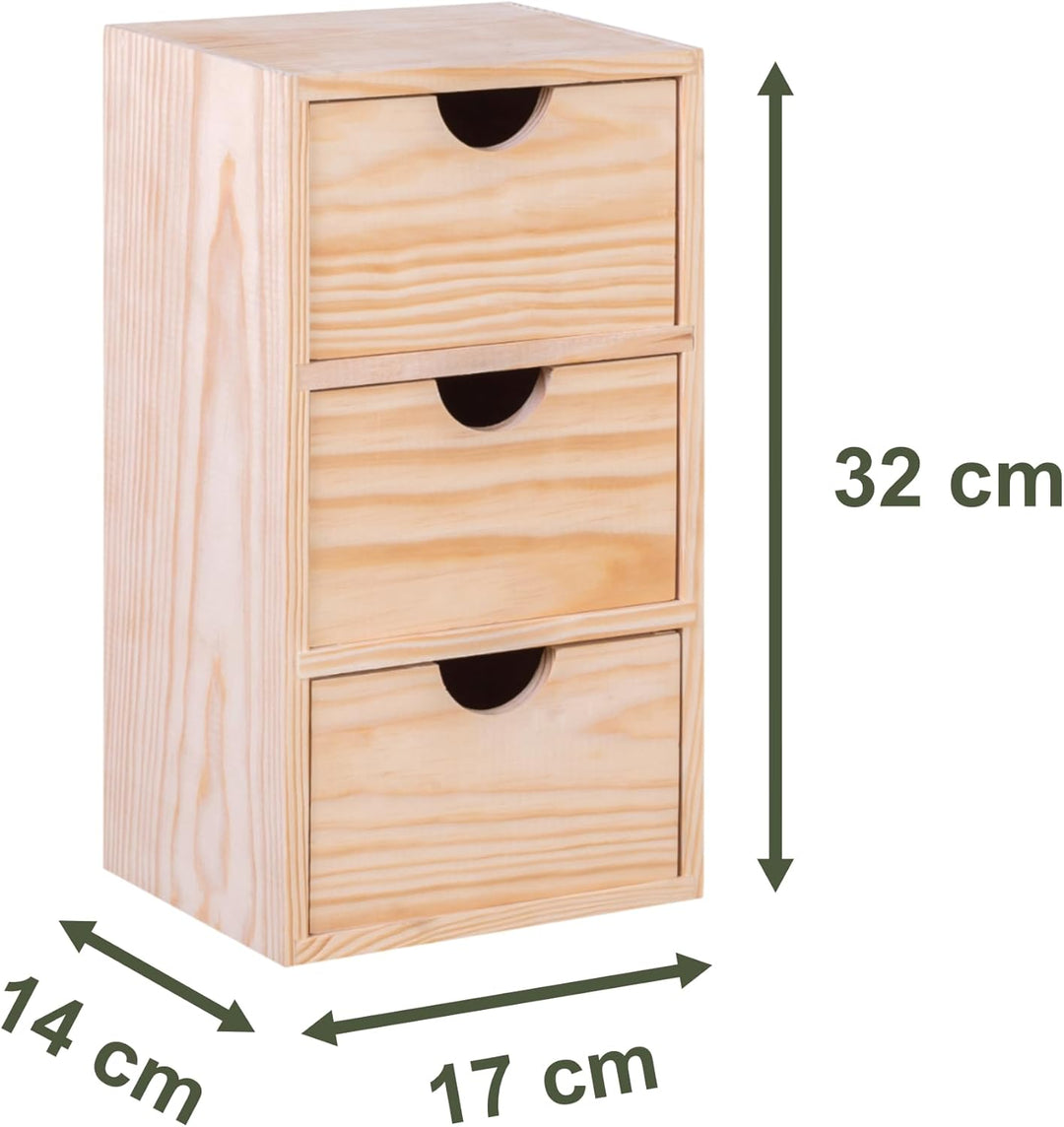 Schubladenbox "Mini Bloc" | Kiefer Massiv | Schubladenwürfel | Organizer aus Vollholz | Korpus Kiefe