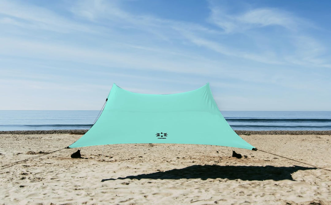 Neso Strandmuschel Gigante 2,5 m hoch 3,3 x 3,3 m | verstärkte Ecken und Kühlfach | Farbe: Wassergrü