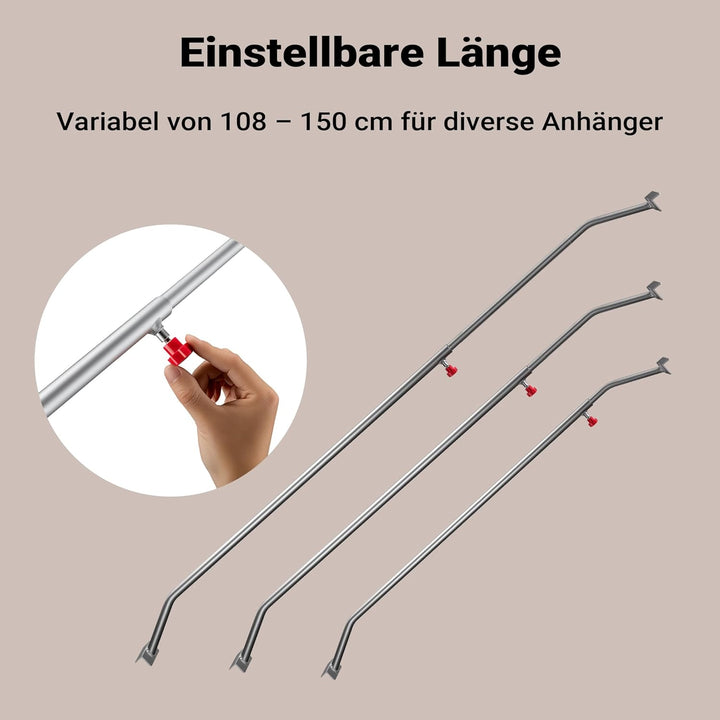 Wiltec 2X Flachplanenbügel 108-150 cm für Anhänger, verstellbare Aluminiumbügel für Anhängerplanen,