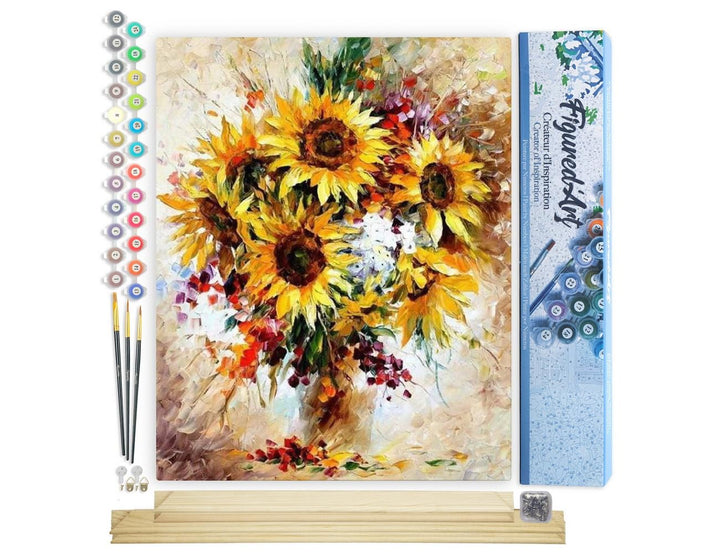 Figured'Art Malen Nach Zahlen Erwachsene Mit Rahmen Schöne Sonnenblumen - Paint by Numbers Basteln D