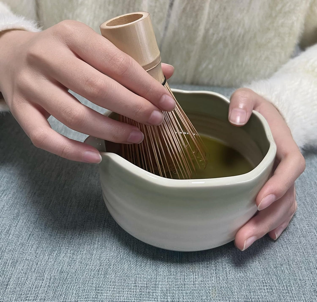 Zixrmor Premium Matcha Set – Matcha Schale, Bambusbesen und Matcha-Löffel Filterlöffel Matcha Set– V