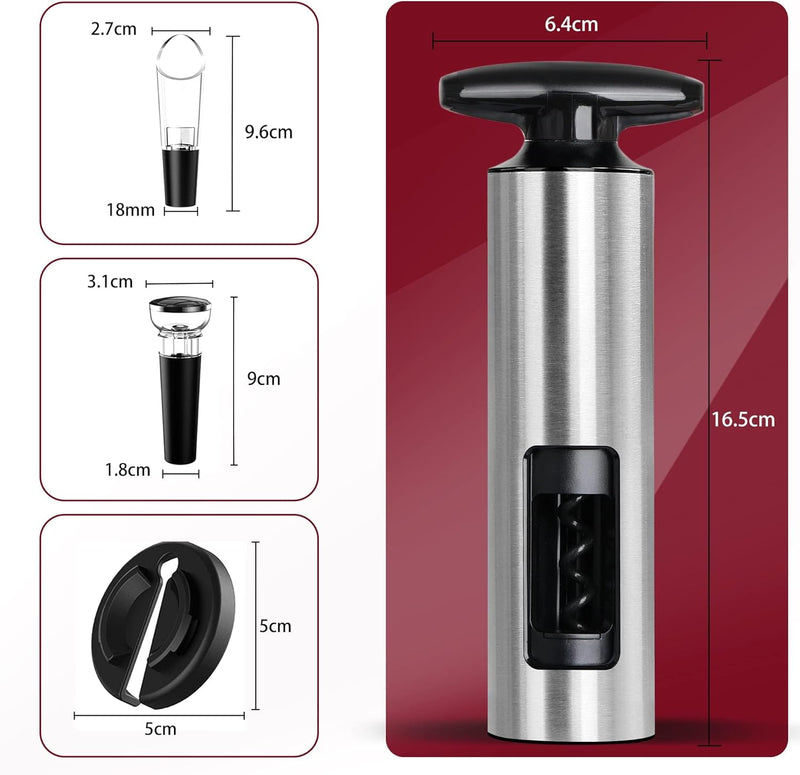 Weinflaschenöffner Set, HOOMIL 4-in-1 Weinöffner Set Profi Korkenzieher für Wein mit Folienschneider