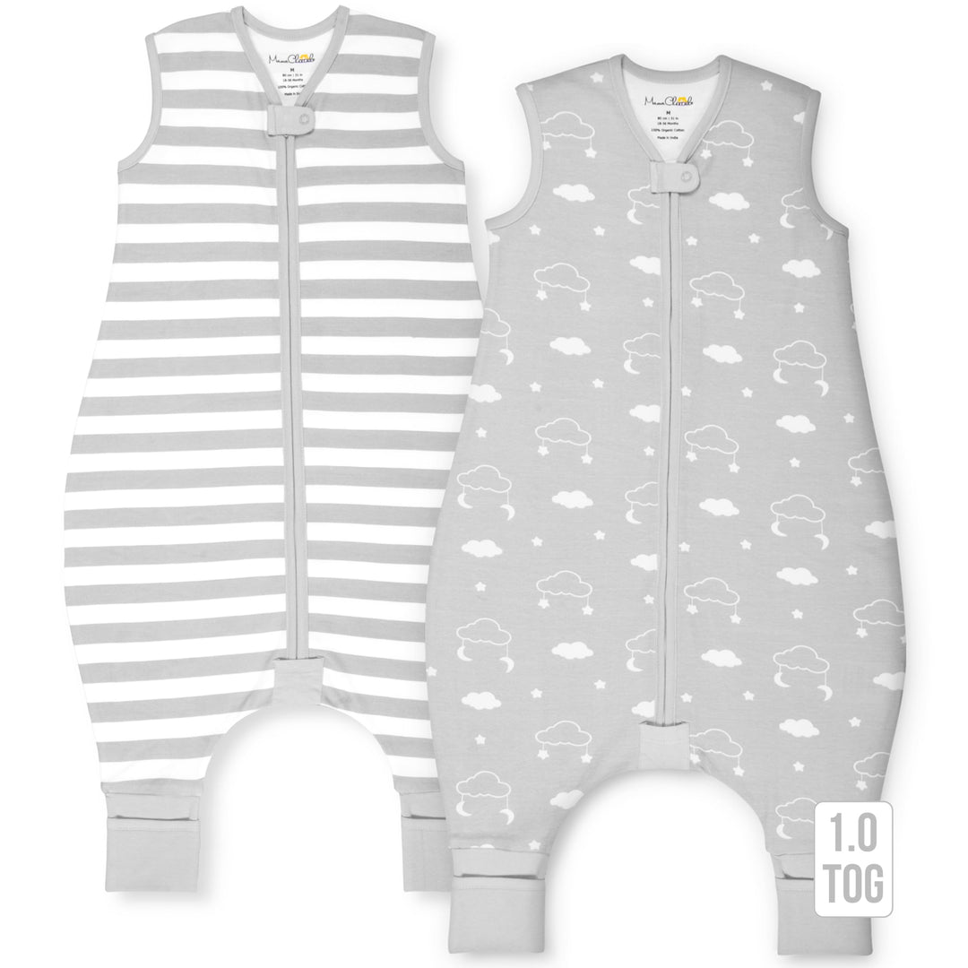 Mama Cheetah Schlafsack mit Füssen für Kleinkinder, Grösse 3T–4T, 1.0 TOG, aus Bio-Baumwolle – Tragb