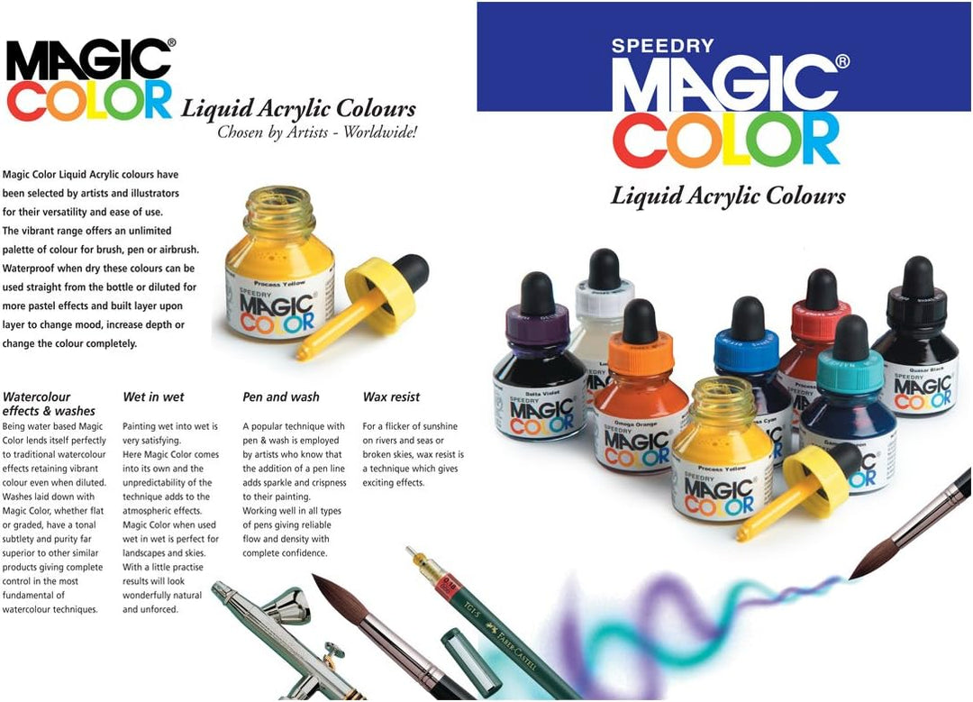 Magic Colour RS420850 Einführungsset, 8 Flaschen Ideal für Airbrushing, Lavierungen, Aquarelleffekte