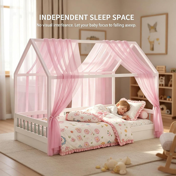 MeYuxg Hausbett Himmel Set, 2 Stück Betthimmel Hausbett für Hausbett Deko, 150x350CM Bio-Baumwolle H