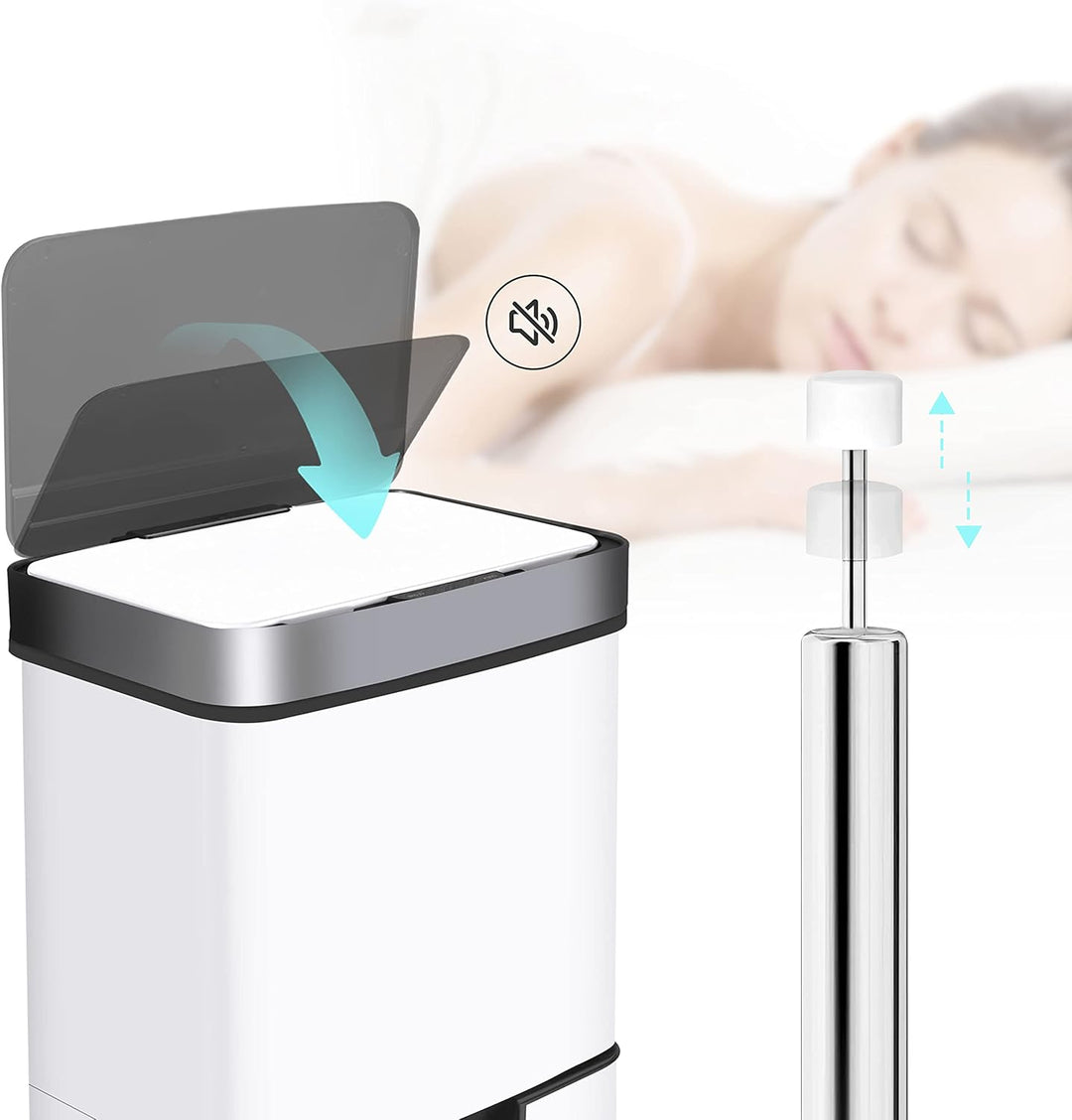 Ribelli Edelstahl - Mülltrennsysteme mit 3+1 Fächer - Mülleimer mit Sensor - 72 Liter (2x12 + 1x48 L