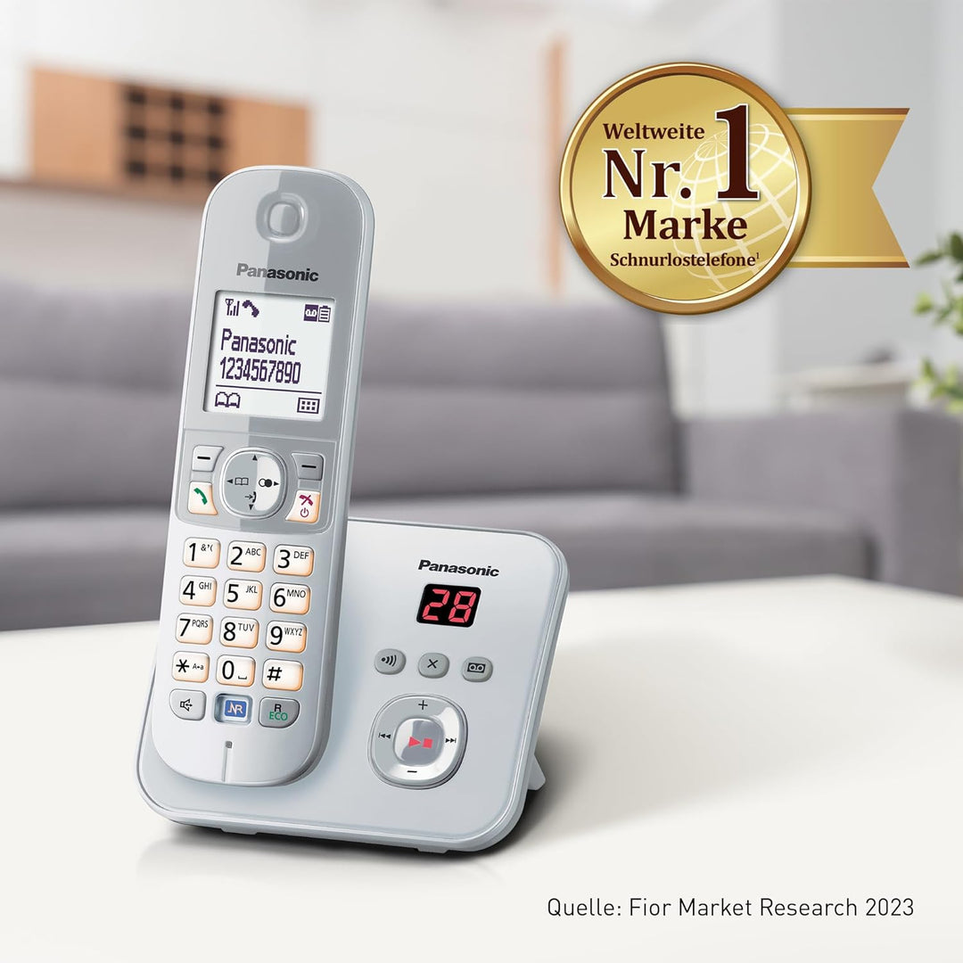 Panasonic KX-TG6821GS DECT Schnurlostelefon mit Anrufbeantworter (strahlungsarm, Eco-Modus, GAP Tele