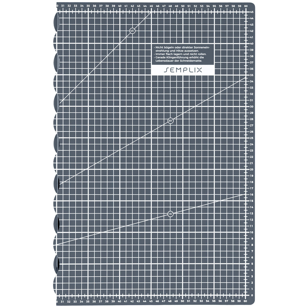 SEMPLIX Schneidematte A2 selbstheilend faltbar 60 x 45 cm (Dunkelgrau) | Selbstheilende faltbare Sch