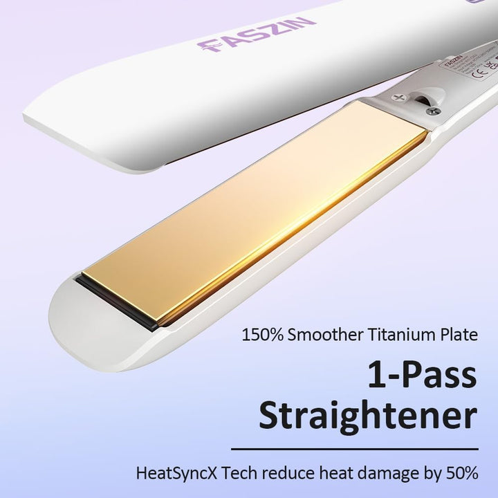 Faszin 2 in 1 Glätteisen Locken und Glätten, Titanplatten Ionen Haarglätter für einen glatten Stil,