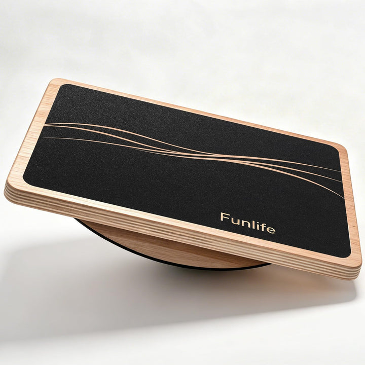 FunLife Balance Board aus Holz – Wippbrett rutschfest, 43 × 33 cm Flowdesign, Flowdesign