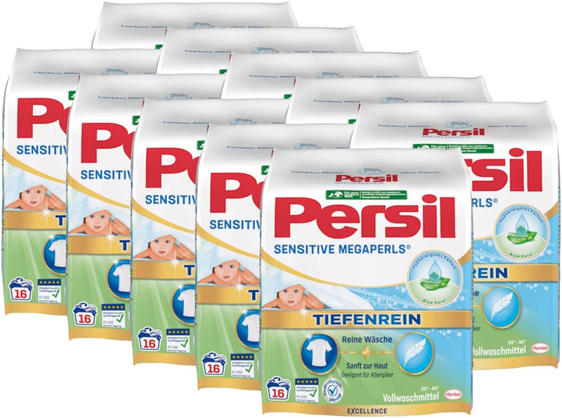 Persil Sensitive Megaperls 160 WL (10 x 16 Waschladungen), Waschmittel für Allergiker mit beruhigend