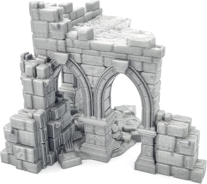 QP3D - Battle Ruined Building Wall, Terrain Scenery for Tabletop & RPG 28-32mm Miniatures Wargame Pr
