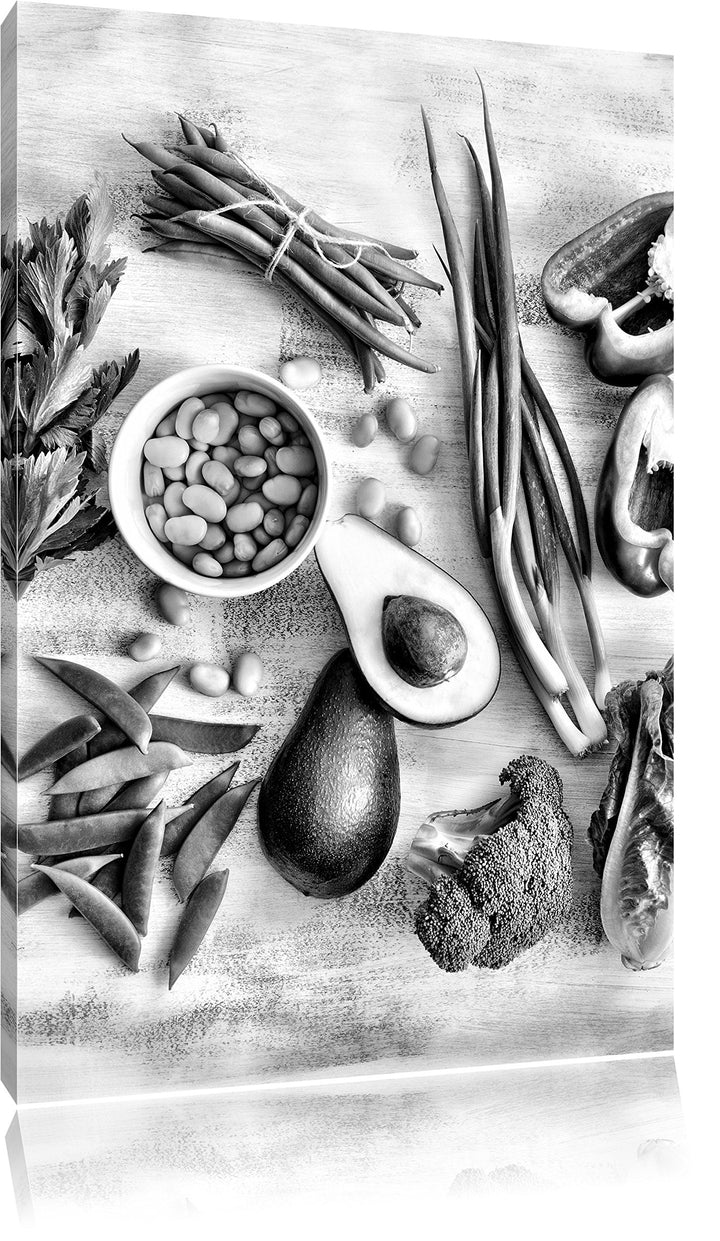 Pixxprint Grüne Gemüse Vielfalt als Leinwandbild | Grösse: 100x70 cm | Wandbild | Kunstdruck | ferti