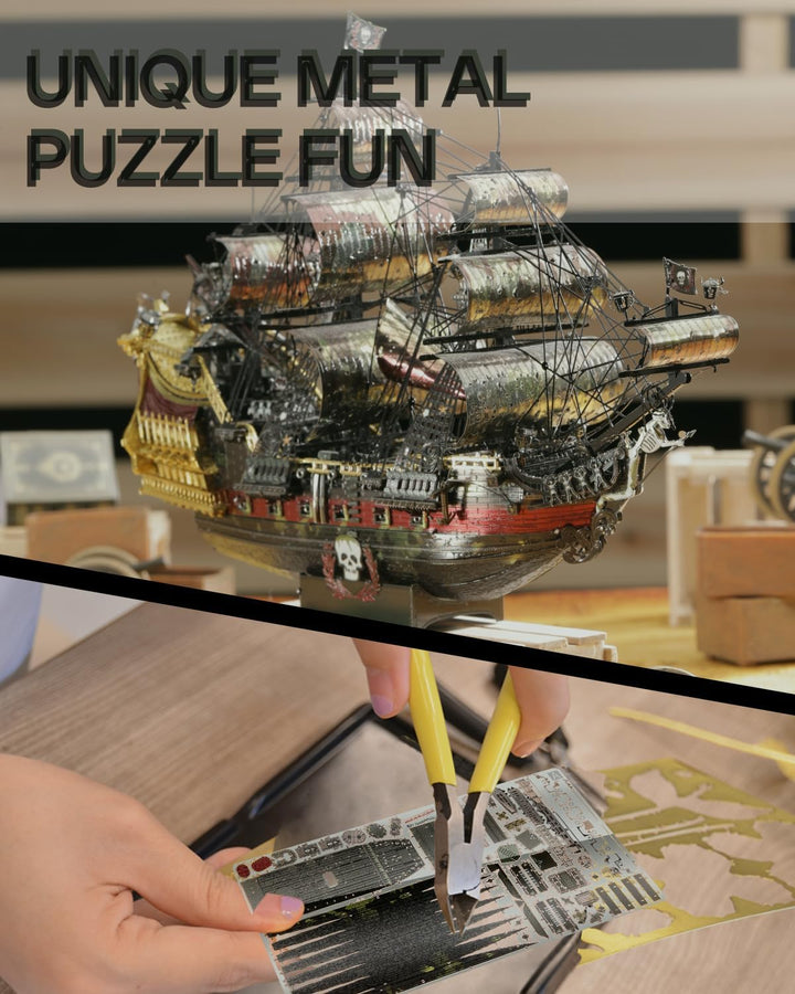 Piececool 3D Puzzle Metall Piratenschiff Queen Anne's Revenge, 3D Metall Puzzle Segelboot Schiffsset