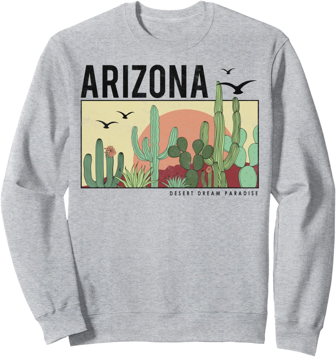 Arizona Dessert Cactus Sun And Birds Scene Sweatshirt