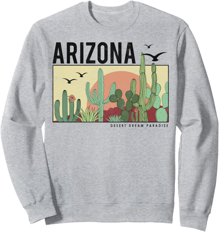 Arizona Dessert Cactus Sun And Birds Scene Sweatshirt