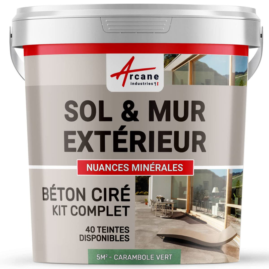 Komplettset – Béton Ciré extérieur – Arbeitsplatte – Feinputz/Sichtbeton. kit 5 m2 Carambole - Vert,