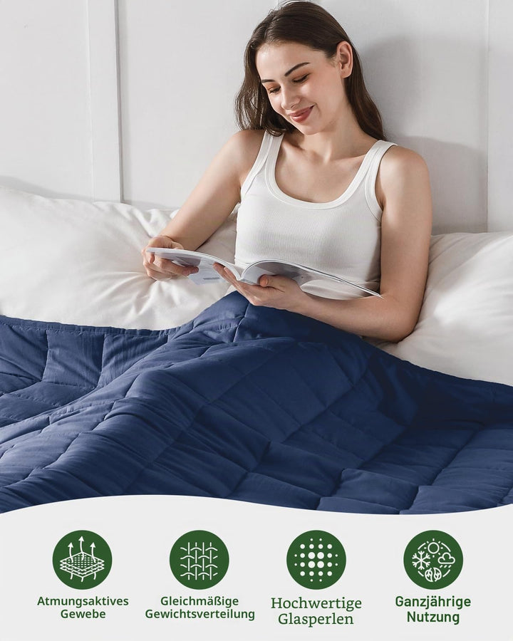 Sivio Gewichtsdecke für Erwachsene 7kg, Atmungsaktive Beschwerungsdecke, weiches Material mit Glaspe