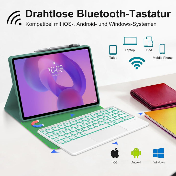 Hülle Tastatur für Lenovo Idea Tab 11 Zoll 2025/Lenovo Tab M11 11 Zoll 2024 Dunkelgrün -- Lenovo Ide