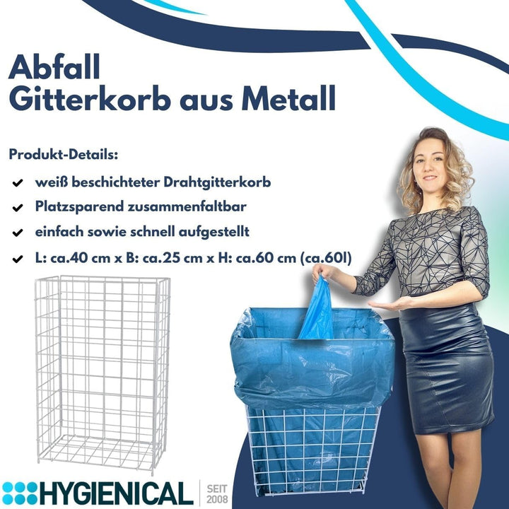 Metallgitterkorb für Müllbeutel, Gitterkorb aus Drahtgeflecht, Wäschekorb, Drahtgitterkorb für Abfal