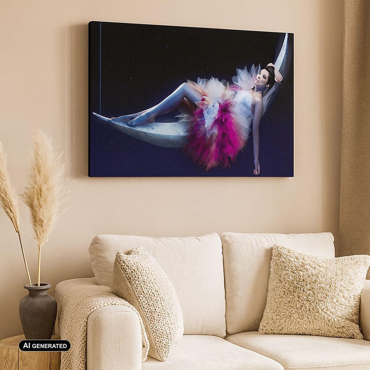 Bilder auf Leinwand 100x70cm Leinwandbild Frau Geheimnis Kleid elegant Gross Wanddeko Bild Schlafzim