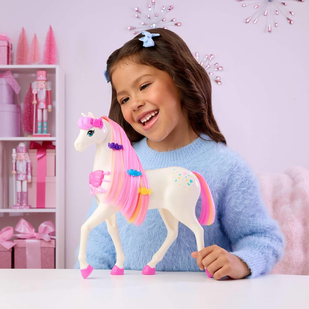 Barbie Vom Reich der Süssigkeiten Nussknacker inspiriertes Pferd mit bunter, duftender Mähne, Kamm u