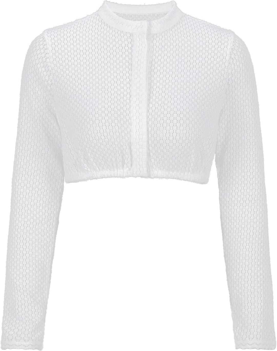 Elegante Blumen Streifen Spitze Hochelastisch Stoff Hochwertig 3/4 Ärmel Dirndlbluse Weiss Spitze Di