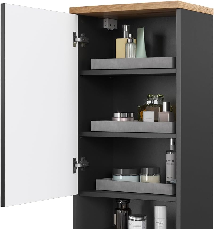 Vicco Badschrank Eden, Anthrazit/Artisan-Eiche, 40 x 77 cm Anthrazit Hängeschrank, Anthrazit Hängesc