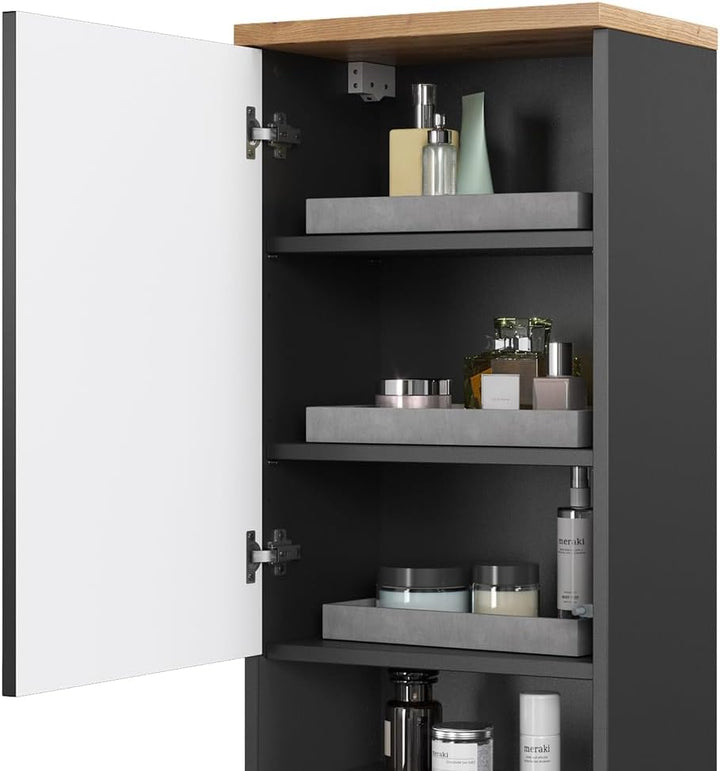 Vicco Badschrank Eden, Anthrazit/Artisan-Eiche, 40 x 77 cm Anthrazit Hängeschrank, Anthrazit Hängesc