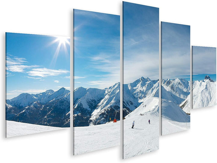 islandburner Bild auf Leinwand Skipiste In Den Bergen Bilder Wandbilder Poster Leinwand 170x80cm - 5