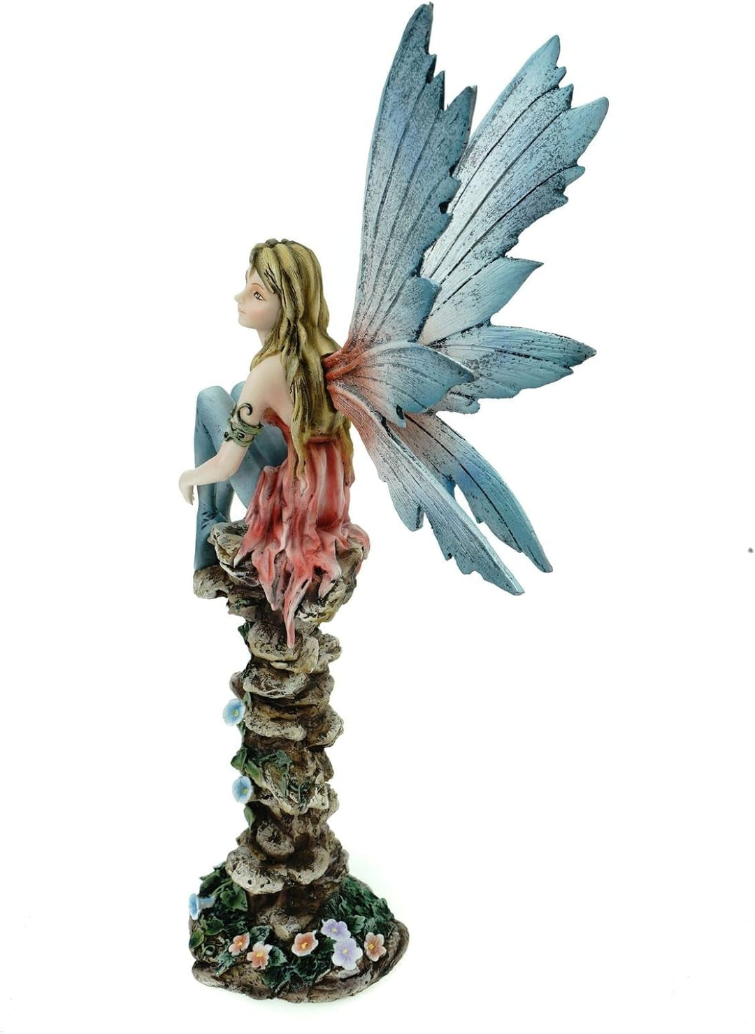 Vogler Fee Calista auf Fels mit Blumenranken 34 cm Figur Fee Fantasy Fairy Elfe, Mehrfarbig