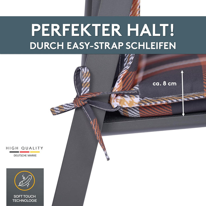 LILENO HOME Gartenstuhl Auflagen als [2er Set - Niedriglehner] in Karo Rot - Bequeme Liegen als Sitz