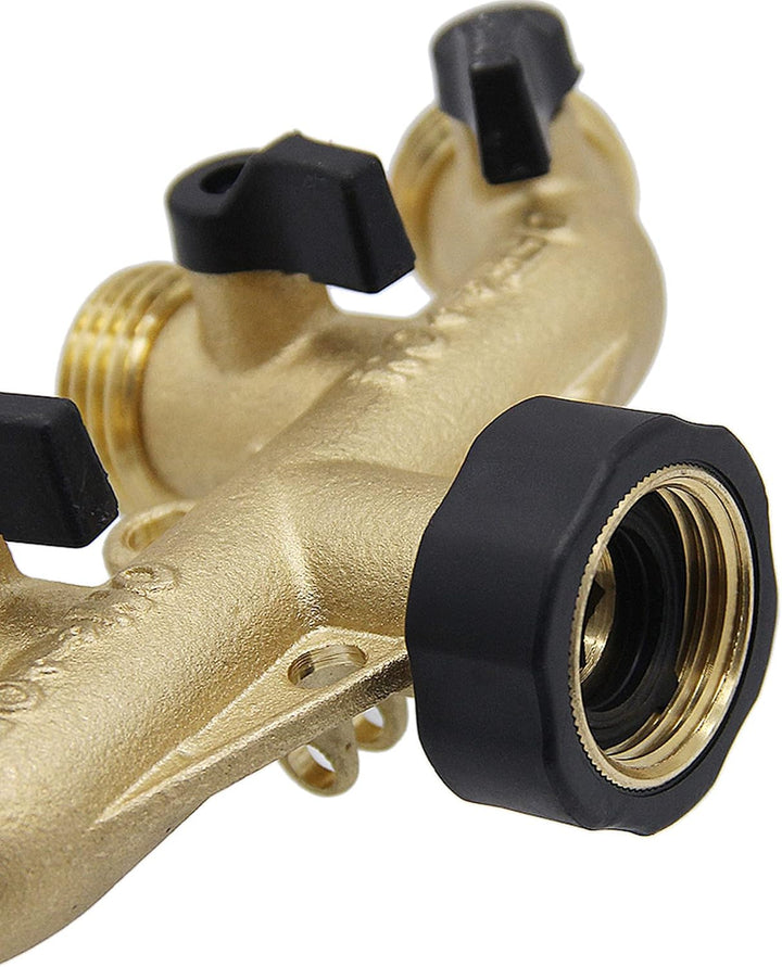 ATDAWN 4-Wege-Schlauchverteiler aus Messing, 1,9 cm (3/4 Zoll) Messingschlauch-Wasserhahn-Verteiler,