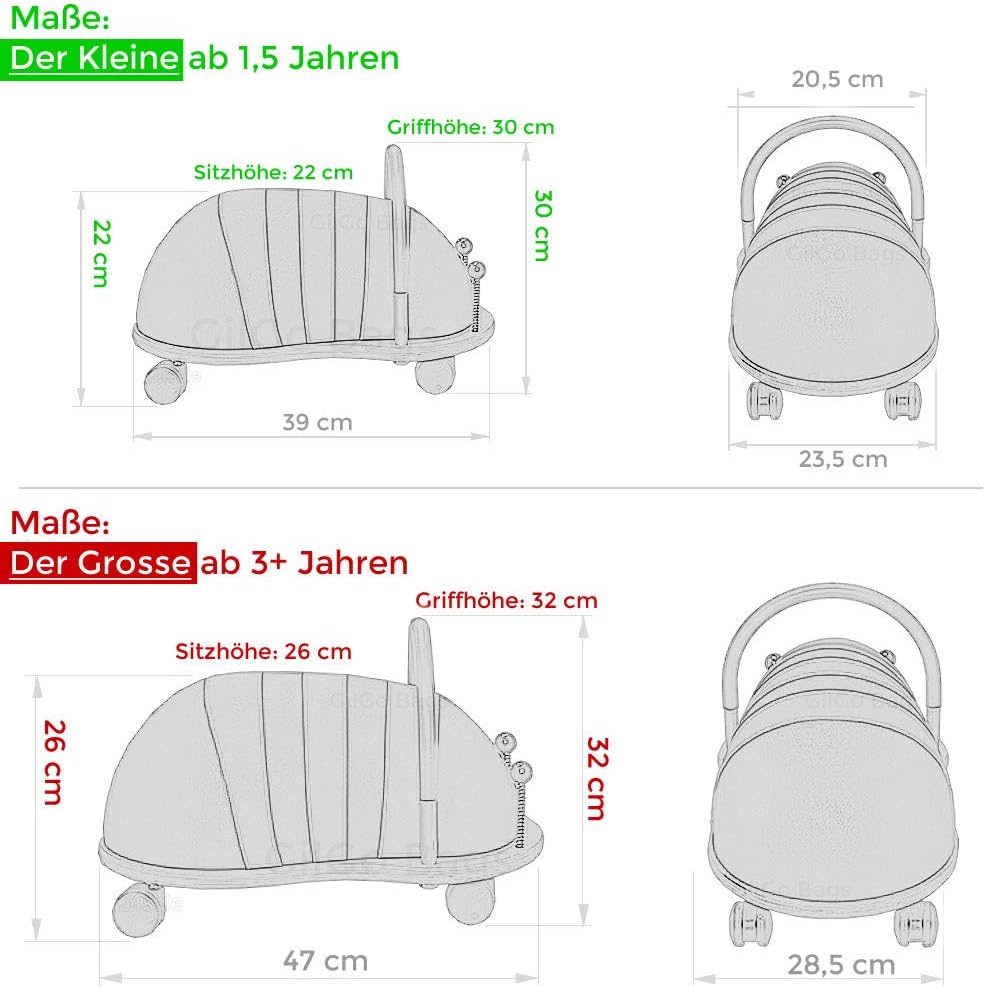 Wheelybug Rutscher 2 Teile Set Kinder Rutschauto Rutschtier Tier Jungen Mädchen Wheely Bug gross ode