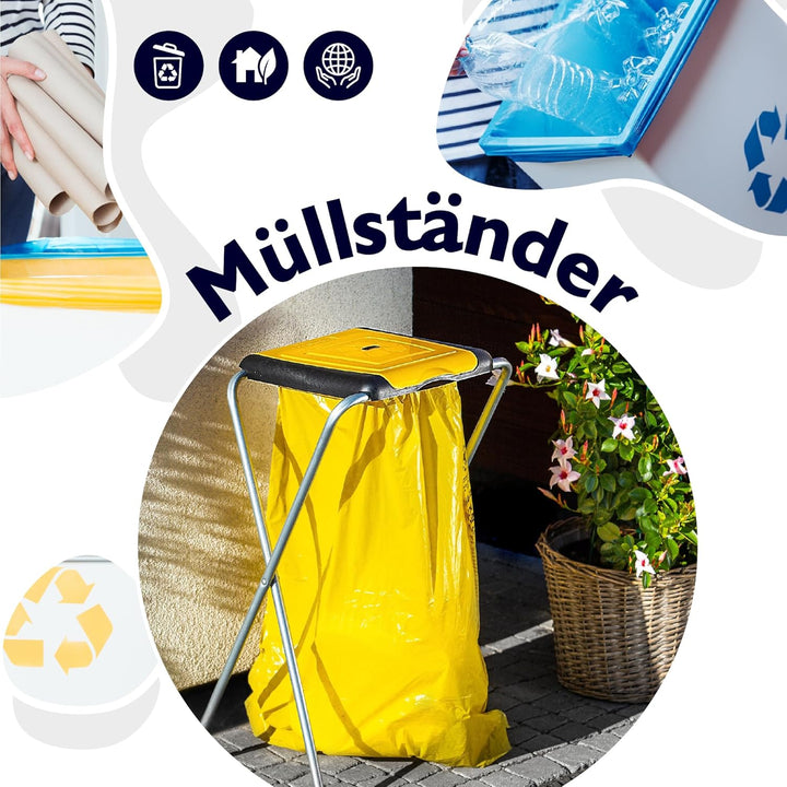 KADAX Ständer für Mülltrennung, stabiler Müllsackhalter mit Kunststoffdeckel, Müllsackständer, Abfal