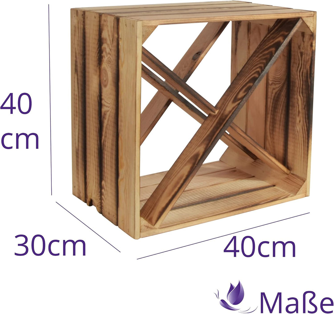2 Set Weinregal Wino aus Holz - Geflammt X Regal Holzkiste 2 X Geflammt Regal, 2 X Geflammt Regal