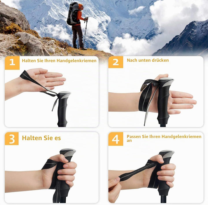 Wanderstöcke, Faltbare Trekkingstöck, Verstellbar Nordic Walking Stock, Teleskopstöcke für Männer un
