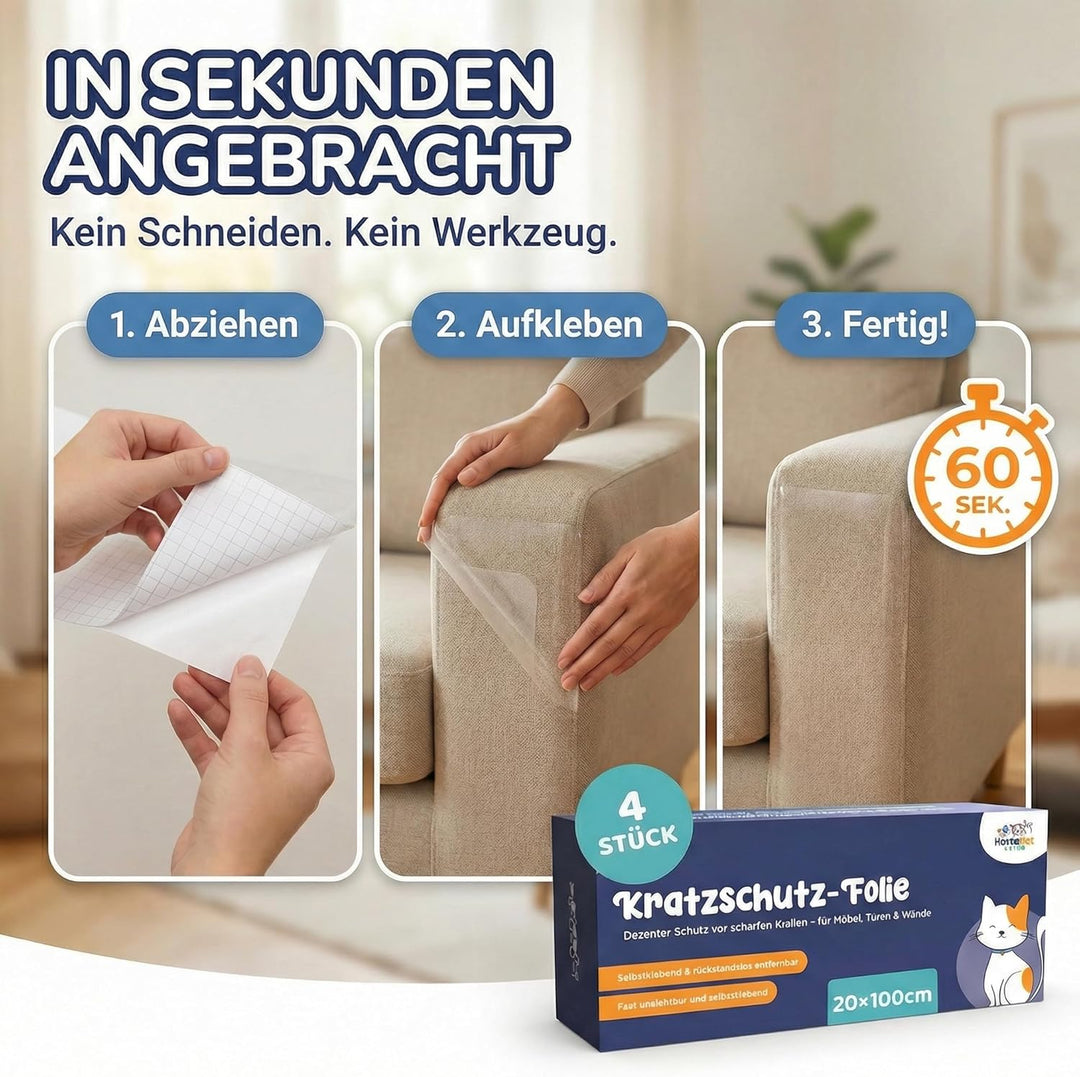 HomePetWorld Kratzschutzfolie Katze, Selbstklebende transparente Anti Kratz Folie als Kratzschutz od
