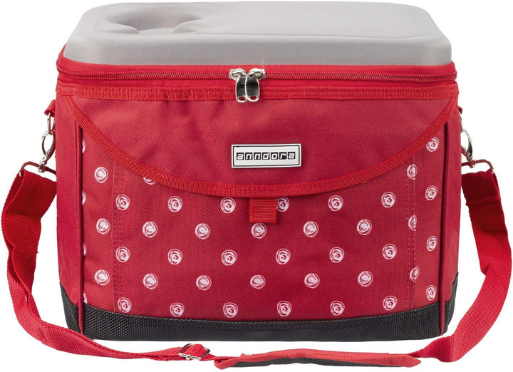 anndora Kühltasche 22 L Picknick Kühlbox 35 x 24 x 27 cm - Farbauswahl Rot Weiss Gepunktet, Rot Weis