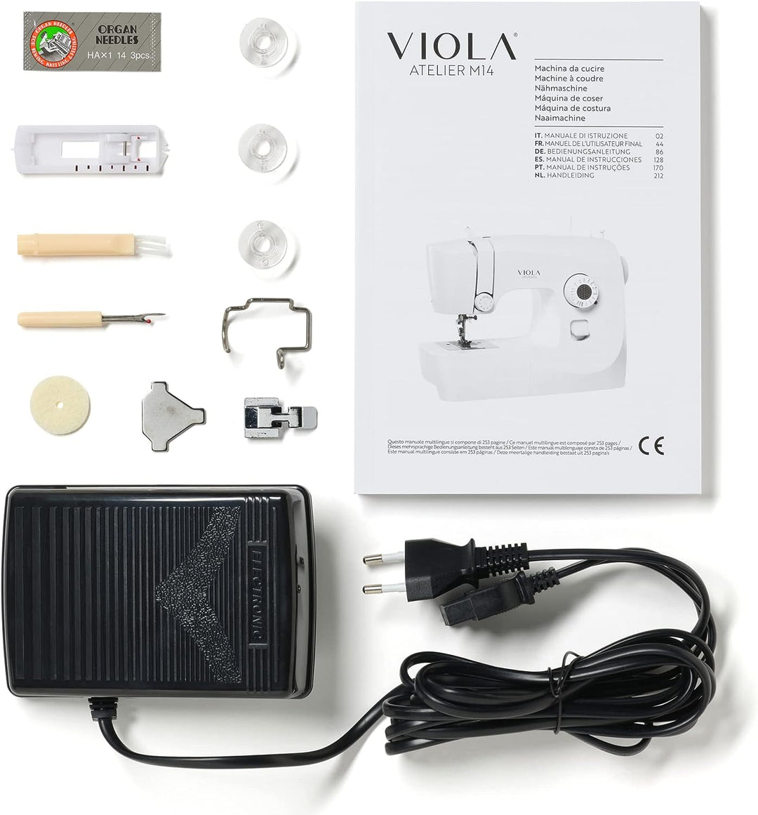 VIOLA Atelier M14 Nähmaschine mit 14 Nähprogramme, Einfädelautomatik, Rotierenden Greifer aus Metall