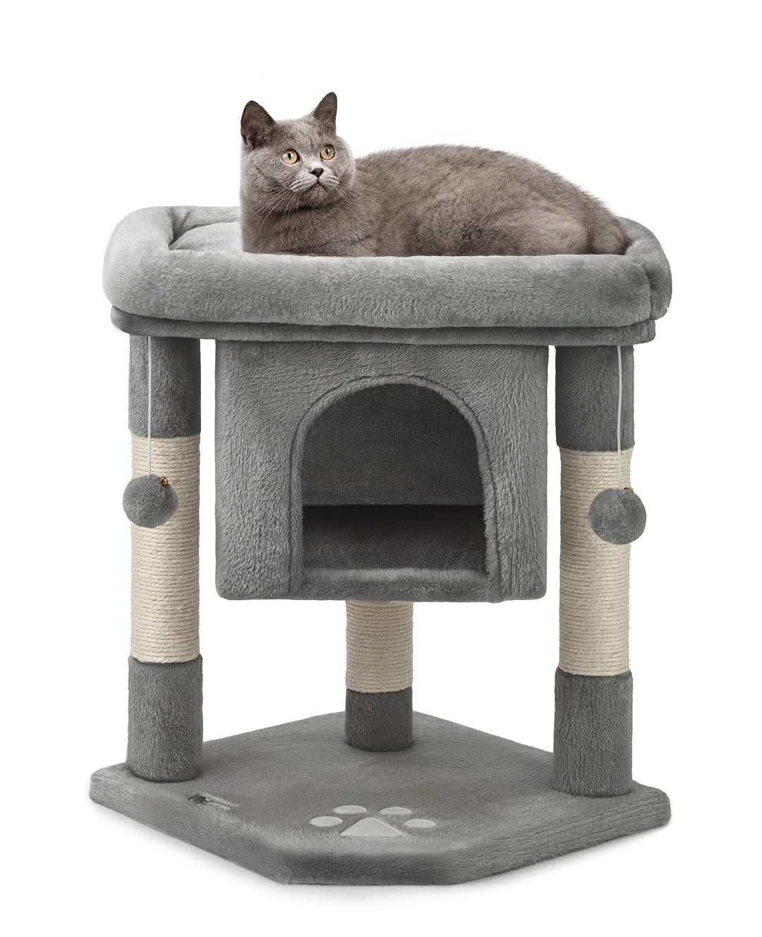 lionto Kratzbaum Kletterbaum Katzenkratzbaum Katzenbaum Höhe 60 cm, dunkelgrau, Dunkelgrau