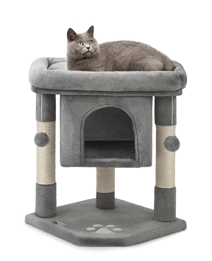 lionto Kratzbaum Kletterbaum Katzenkratzbaum Katzenbaum Höhe 60 cm, dunkelgrau, Dunkelgrau