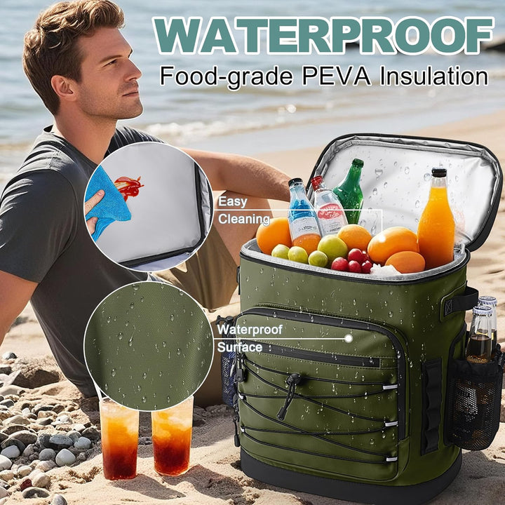 Kühlrucksack, 30L Grosse Thermo Kühltasche Rucksack, Wasserdicht Picknickrucksack Gross für Herren &amp;