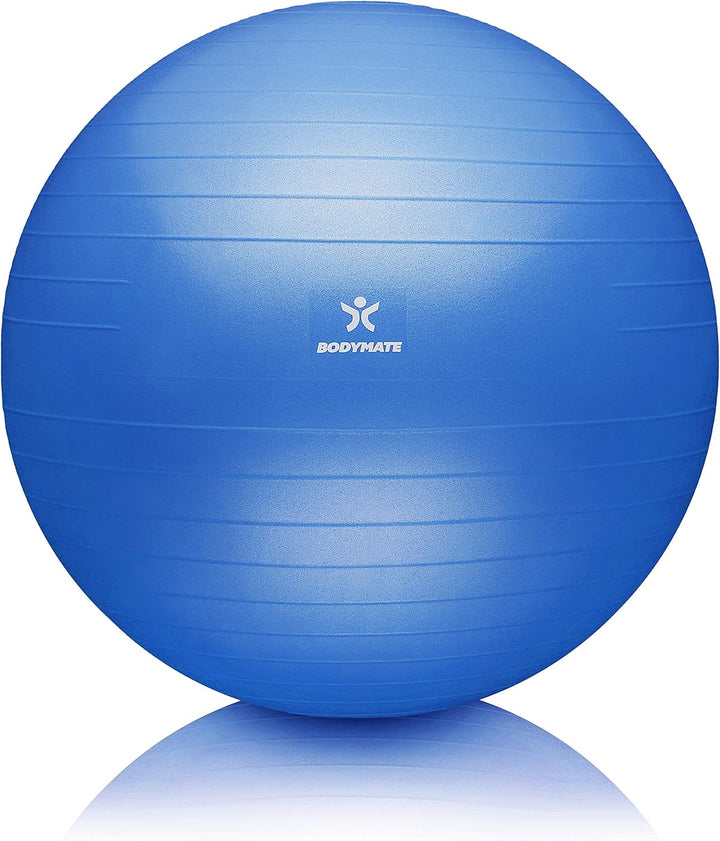 BODYMATE Gymnastikball Sitzball Trainingsball mit GRATIS E-Book inkl. Luft-Pumpe, Ball für Fitness,
