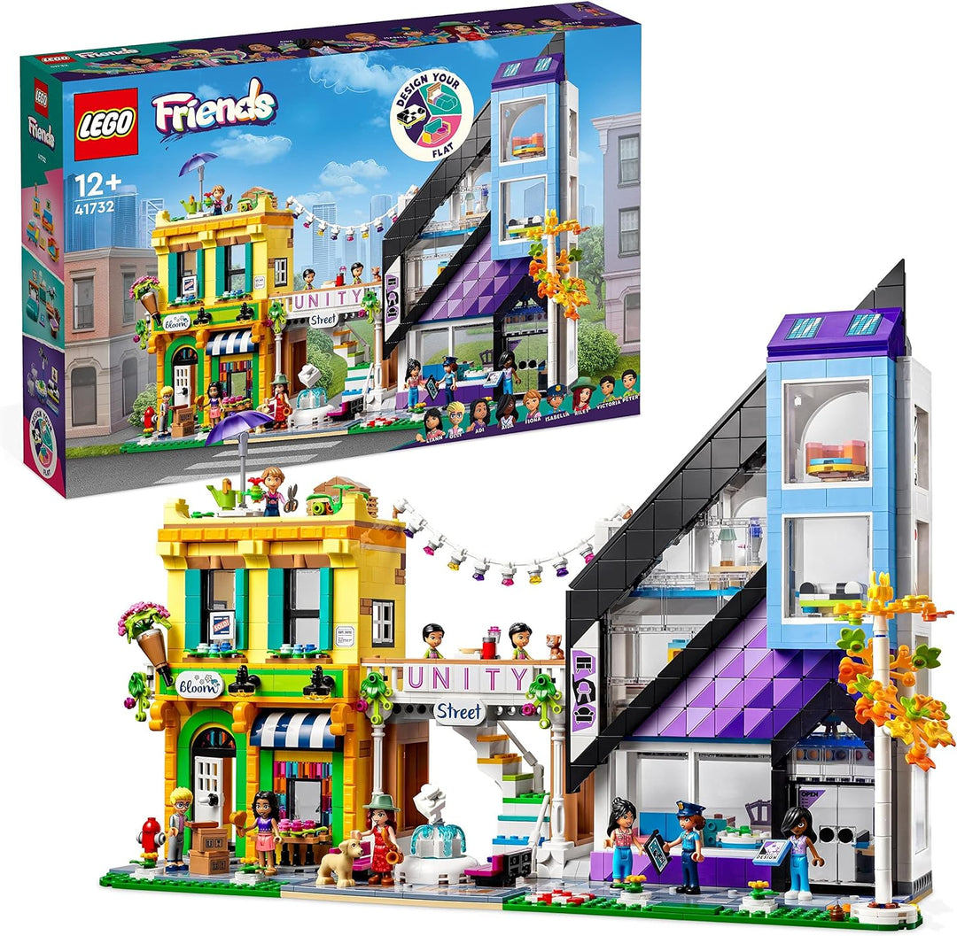LEGO 41732 Friends Stadtzentrum, kreatives Modular Building Spielzeug, Dekorieren & Ausstellen im Pu