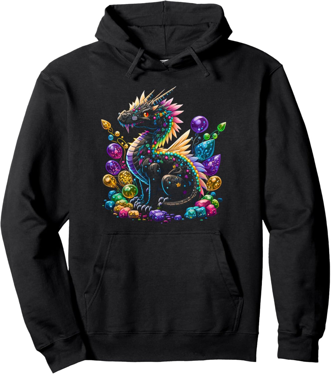 Esoterik Drache mit Kristallen bunt süss Tier Pullover Hoodie